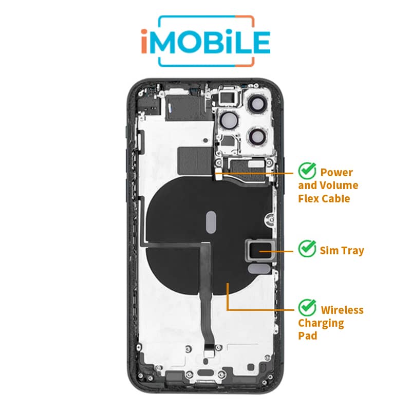 iPhone 11 Pro Compatible Back Housing [with Power and Volume Flex] [A+] [Midnight Green]