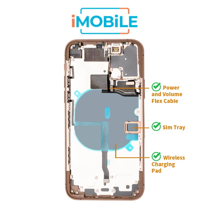 iPhone 11 Pro Compatible Back Housing [with Power and Volume Flex] [A+] [Gold]