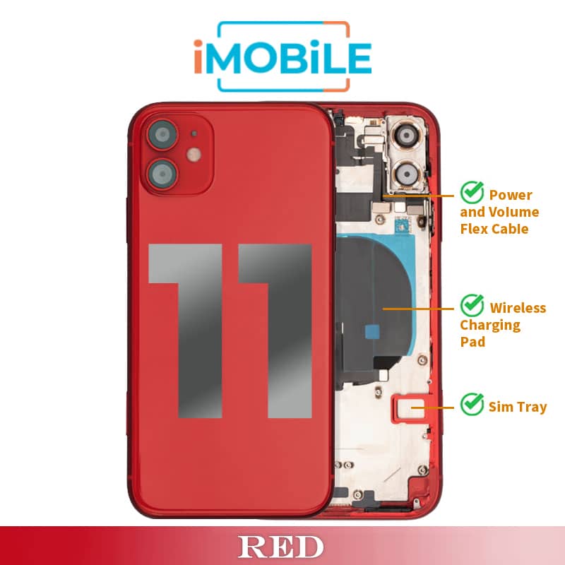 iPhone 11 Compatible Back Housing [No Small Parts] [Red]