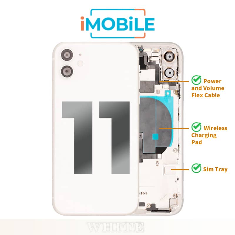 iPhone 11 Compatible Back Housing [No Small Parts] [White]