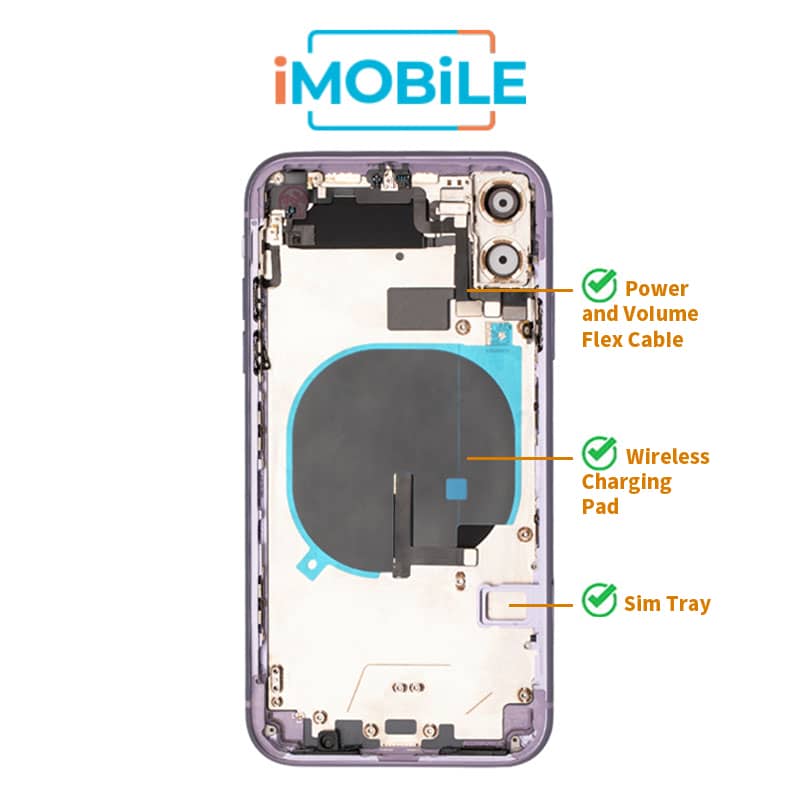 iPhone 11 Compatible Back Housing [No Small Parts] [Purple]