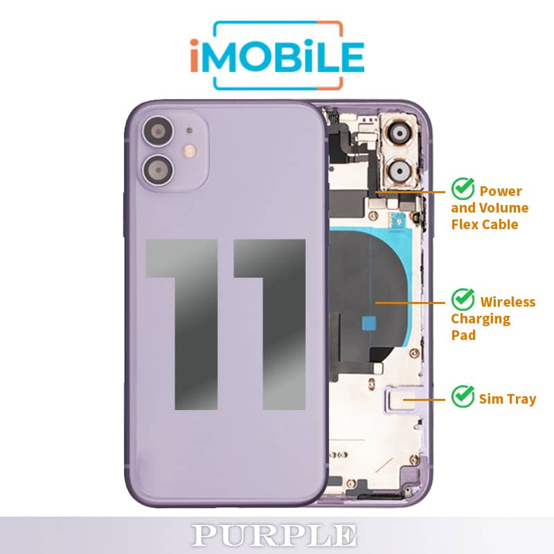 iPhone 11 Compatible Back Housing [No Small Parts] [Purple]