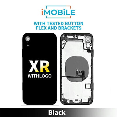 iPhone XR Compatible Back Housing [With Tested Button Flex And Brackets] [Black]