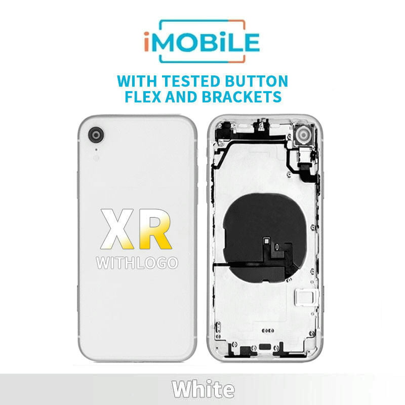 iPhone XR Compatible Back Housing [With Tested Button Flex And Brackets] [White]