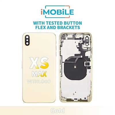 iPhone XS Max Compatible Back Housing [With Tested Button Flex And Brackets] [Gold]