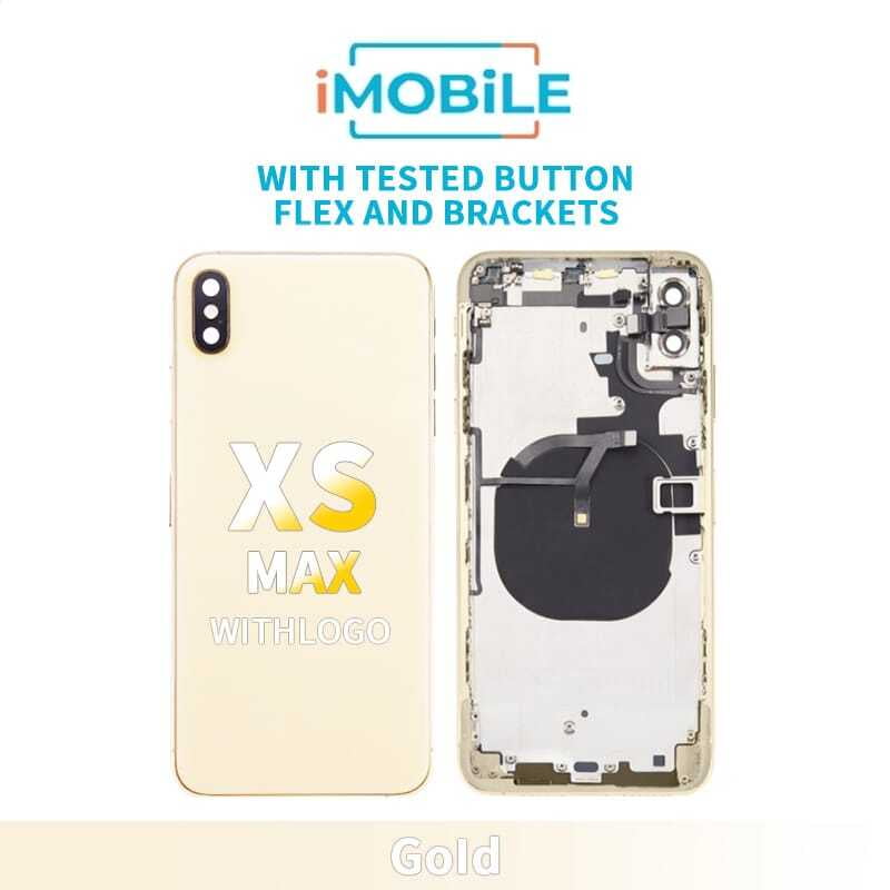 iPhone XS Max Compatible Back Housing [With Tested Button Flex And Brackets] [Gold]