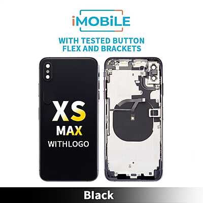 iPhone XS Max Compatible Back Housing [With Tested Button Flex And Brackets] [Black]