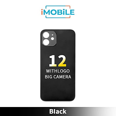 iPhone 12 Compatible Back Cover Glass With Big Camera Hole [Black]