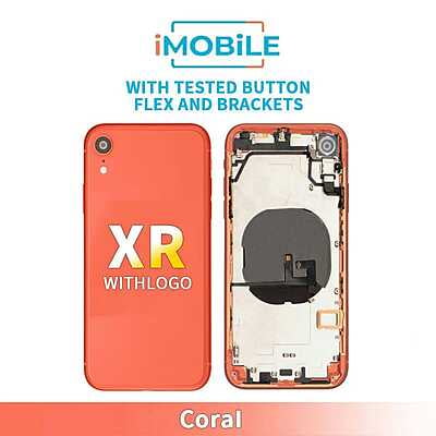 iPhone XR Compatible Back Housing [With Tested Button Flex And Brackets] [Coral]