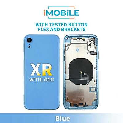 iPhone XR Compatible Back Housing [With Tested Button Flex And Brackets] [Blue]