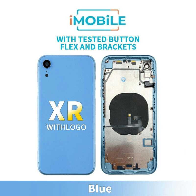 iPhone XR Compatible Back Housing [With Tested Button Flex And Brackets] [Blue]