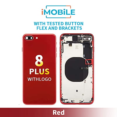 iPhone 8 Plus Compatible Back Housing [With Tested Button Flex And Brackets] [Red]