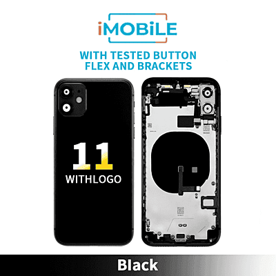 iPhone 11 Compatible Back Housing [With Tested Button Flex And Brackets] [Black]