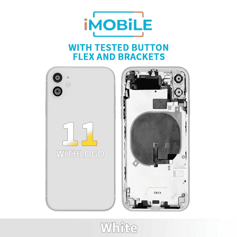 iPhone 11 Compatible Back Housing [With Tested Button Flex And Brackets] [White]