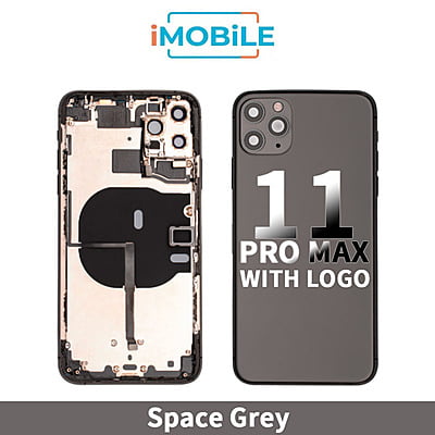 iPhone 11 Pro Max Compatible Back Housing [with Tested Button Flex and Brackets] [Space Grey]