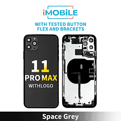 iPhone 11 Pro Max Compatible Back Housing [With Tested Button Flex And Brackets] [Space Grey]