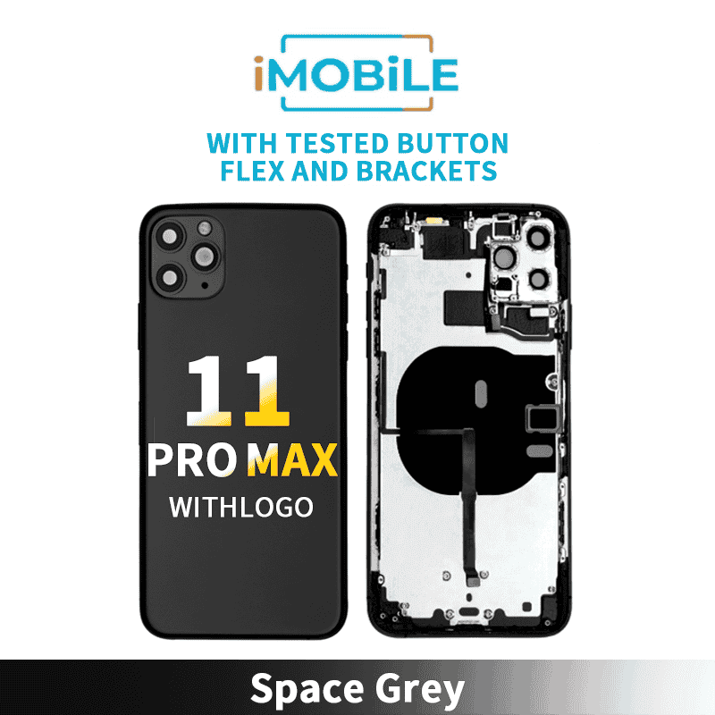 iPhone 11 Pro Max Compatible Back Housing [With Tested Button Flex And Brackets] [Space Grey]