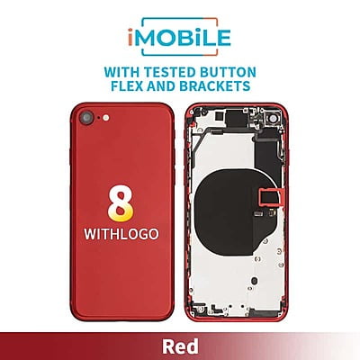 iPhone 8 Compatible Back Housing [With Tested Button Flex And Brackets] [Red]
