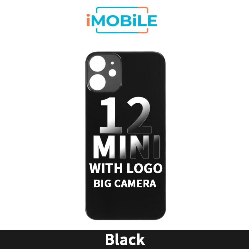 iPhone 12 Mini Compatible Back Cover Glass Big Camera Hole [Black]