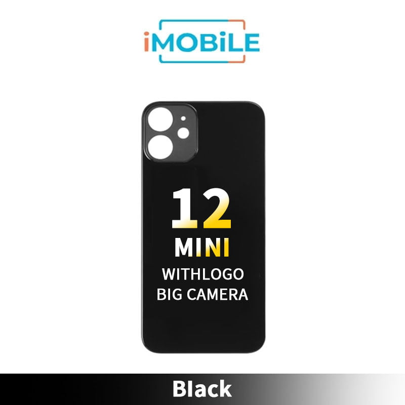 iPhone 12 Mini Compatible Back Cover Glass Big Camera Hole [Black]