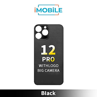iPhone 12 Pro Compatible Back Cover Glass Big Camera Hole [Black]