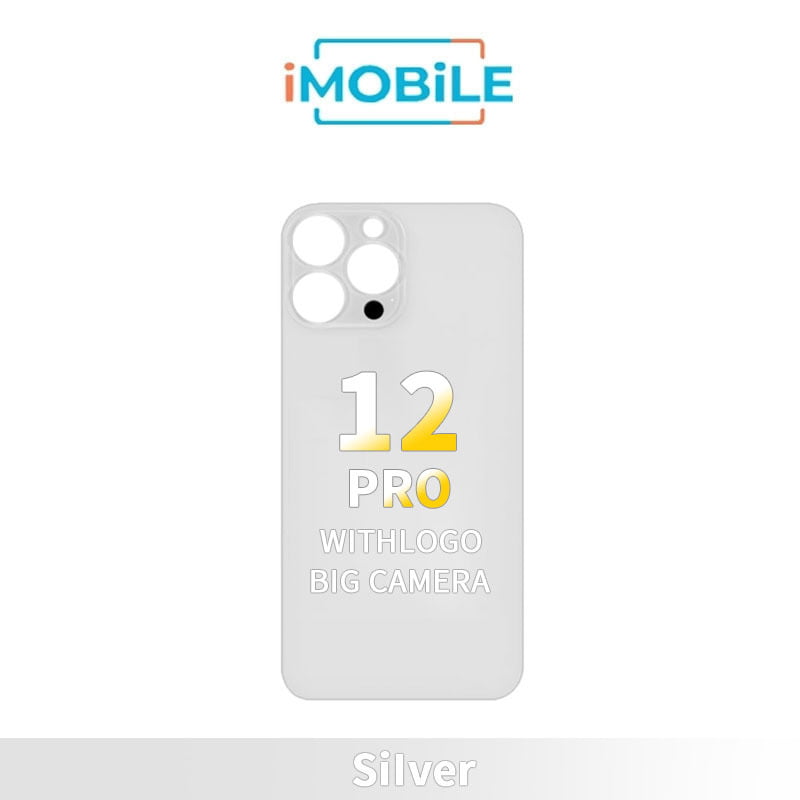 iPhone 12 Pro Compatible Back Cover Glass Big Camera Hole [Silver]