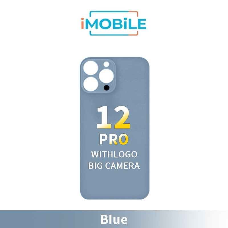 iPhone 12 Pro Compatible Back Cover Glass Big Camera Hole [Blue]