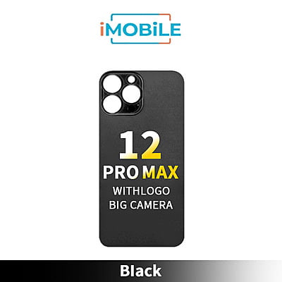 iPhone 12 Pro Max Compatible Back Cover Glass Big Camera Hole [Black]