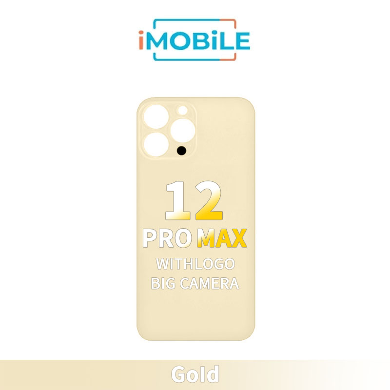iPhone 12 Pro Max Compatible Back Cover Glass Big Camera Hole [Gold]