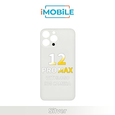 iPhone 12 Pro Max Compatible Back Cover Glass Big Camera Hole [Silver]