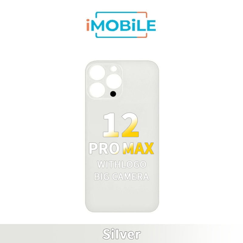 iPhone 12 Pro Max Compatible Back Cover Glass Big Camera Hole [Silver]
