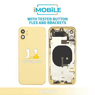 iPhone 11 Compatible Back Housing [With Tested Button Flex And Brackets] [Yellow]