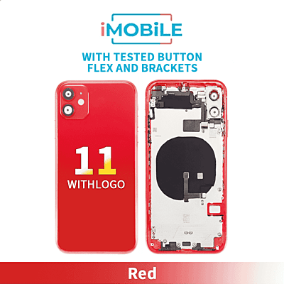 iPhone 11 Compatible Back Housing [With Tested Button Flex And Brackets] [Red]