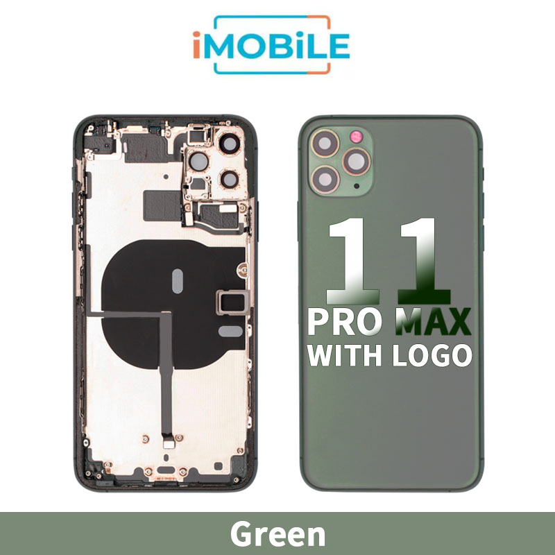 iPhone 11 Pro Max Compatible Back Housing [with Tested Button Flex and Brackets] [Green]