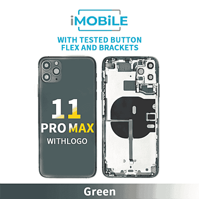 iPhone 11 Pro Max Compatible Back Housing [With Tested Button Flex And Brackets] [Green]