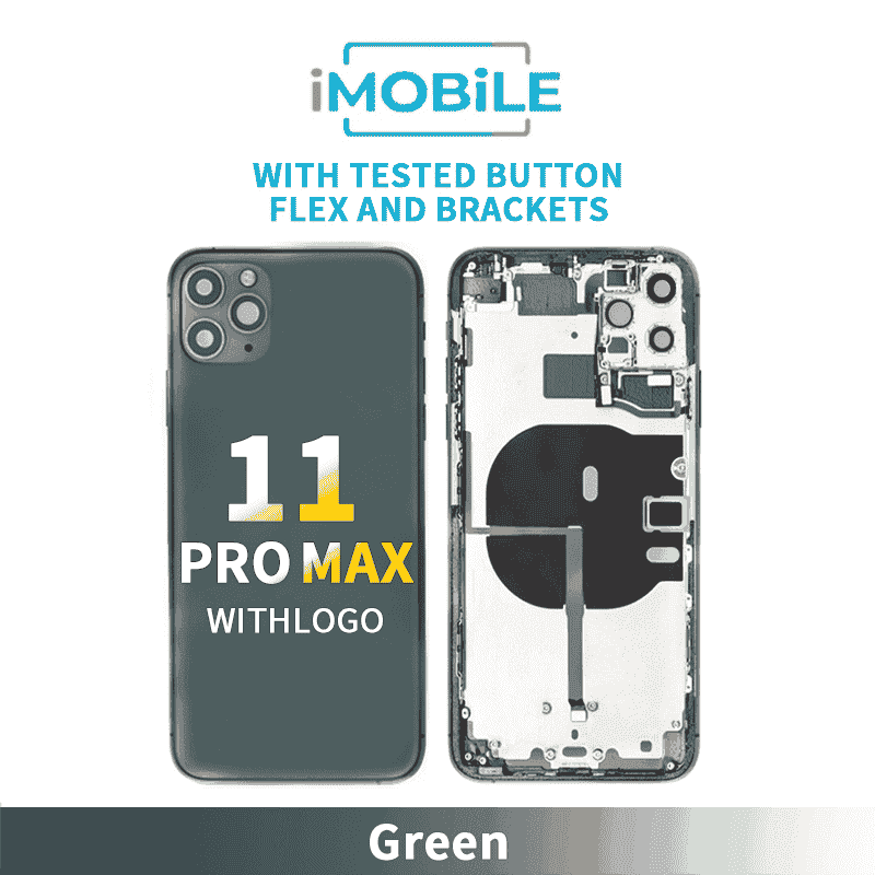 iPhone 11 Pro Max Compatible Back Housing [With Tested Button Flex And Brackets] [Green]