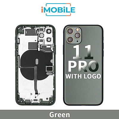 iPhone 11 Pro Compatible Back Housing [with Tested Button Flex and Brackets] [Green]
