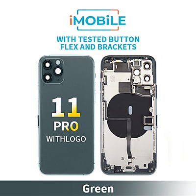 iPhone 11 Pro Compatible Back Housing [With Tested Button Flex And Brackets] [Green]