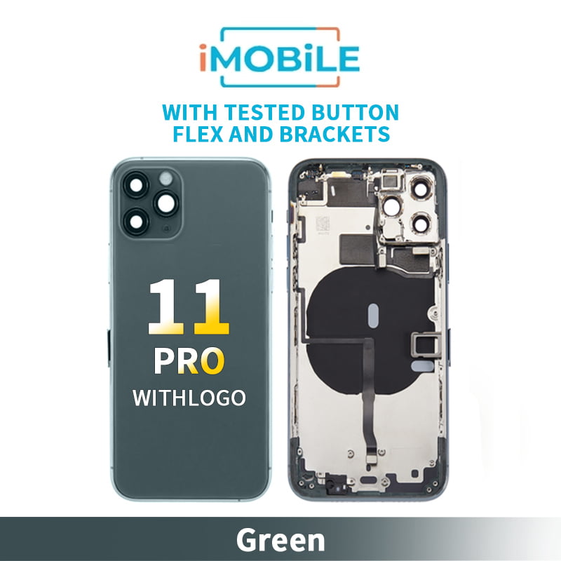iPhone 11 Pro Compatible Back Housing [With Tested Button Flex And Brackets] [Green]