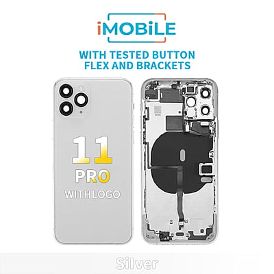 iPhone 11 Pro Compatible Back Housing [With Tested Button Flex And Brackets] [Silver]