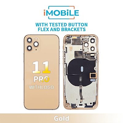 iPhone 11 Pro Compatible Back Housing [With Tested Button Flex And Brackets] [Gold]