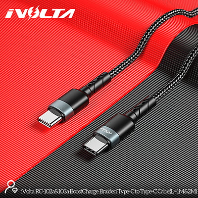 iVolta [RC-102a] BoostCharge 1m Braided Type-C to Type-C Cable