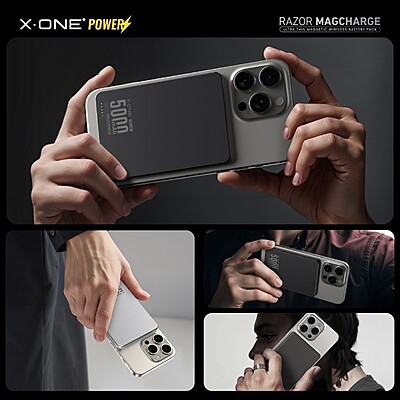 X.One Razor MagSafe Magnetic Wireless Charging Power Bank [5000 mAh] [1 Ports + Wireless MagSafe]
