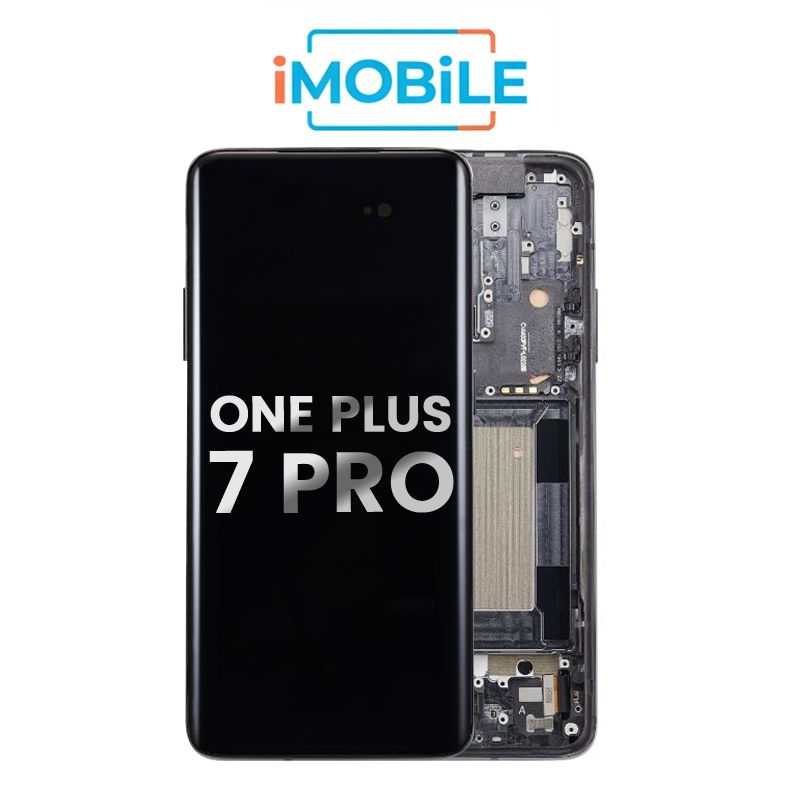 One Plus 7 Pro LCD Touch Digitizer Screen Black  with frame
