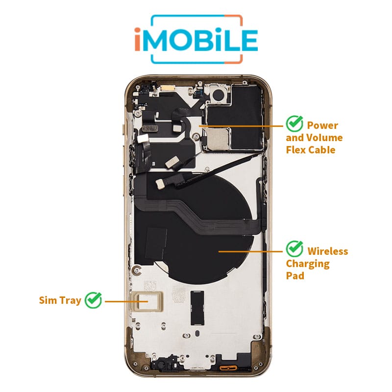 iPhone 12 Pro Compatible Back Housing [with Power and Volume Flex] [A+] [Gold]