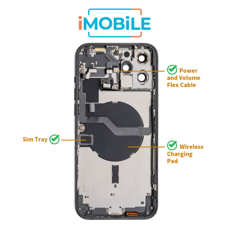 iPhone 12 Pro Max Compatible Back Housing [with Power and Volume Flex] [A+] [Pacific Blue]
