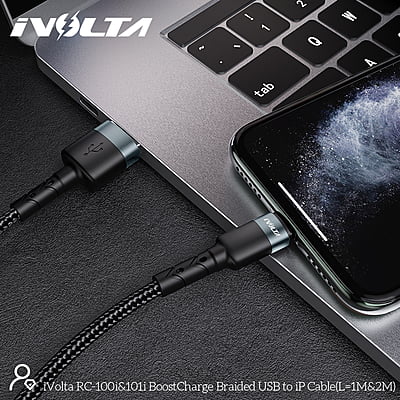 iVolta [RC-100i] BoostCharge 1m Braided USB to Lightning Cable