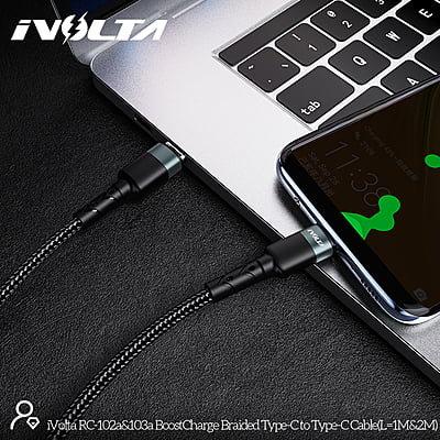 iVolta [RC-102a] BoostCharge 1m Braided Type-C to Type-C Cable