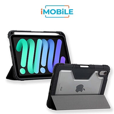 Armor Clear Flip Case with Pencil Holder, iPad Pro 12.9 - 2018, 2020, 2021 [Black]