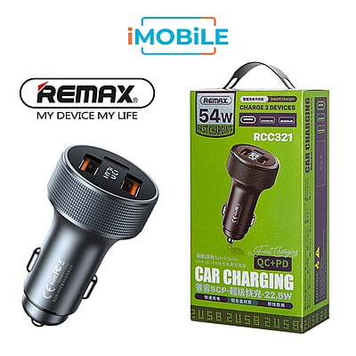 REMAX [RCC-321] 54W QC + PD Car Charger [2 USB + 1 Type-C]